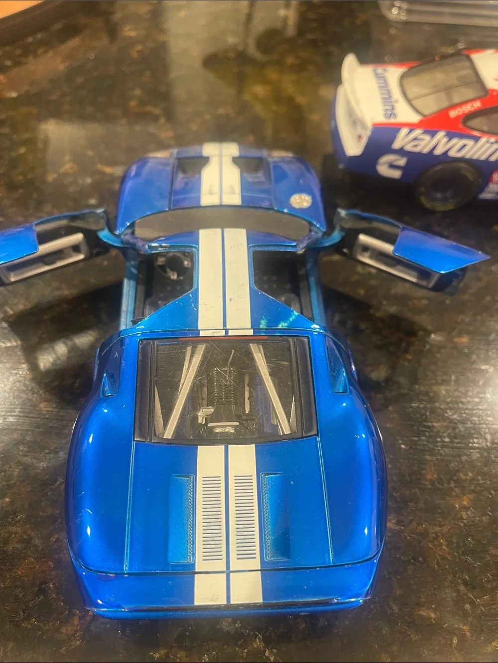 Jada Blue and White Racing and Mattel Toy Cars Set